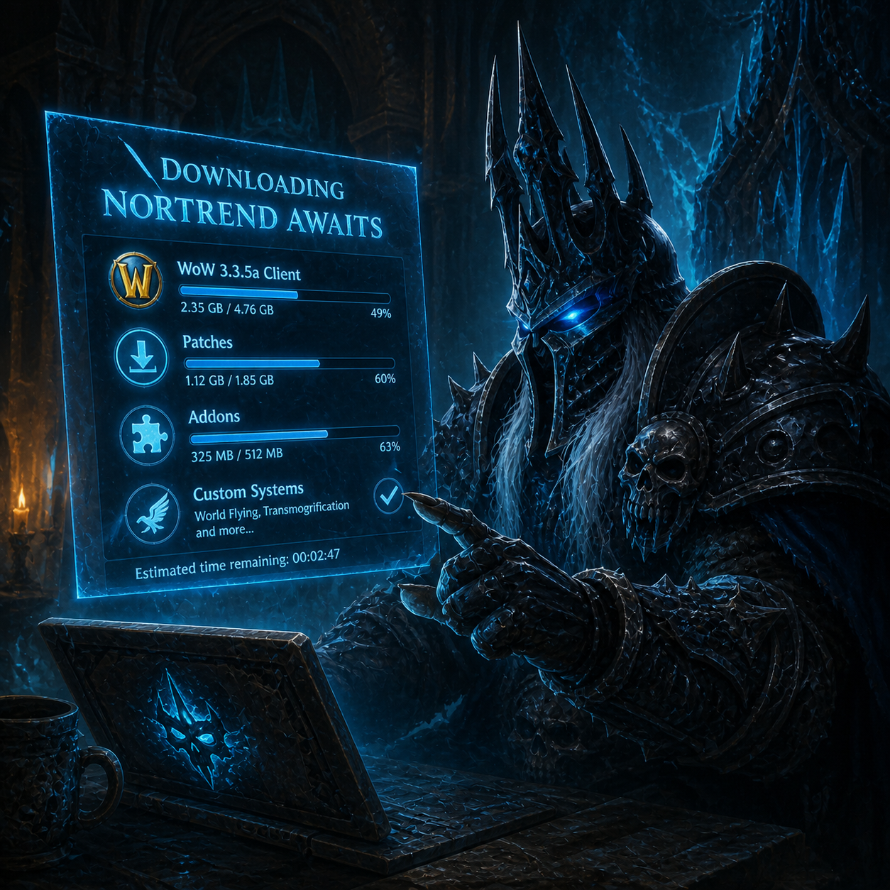 Downloadable EvolvedWOTLK client and patch feature artwork