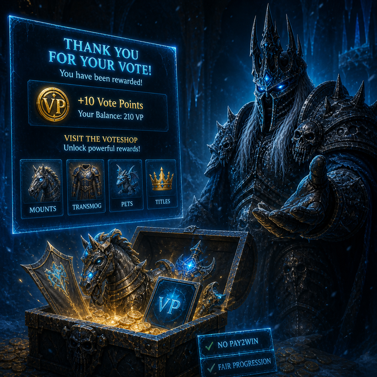 Vote reward themed WOTLK feature artwork